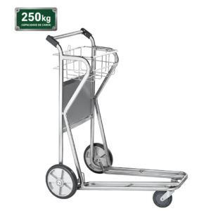Carrinho de Bagagem e Carga 250kg com Roda Giratória 360°